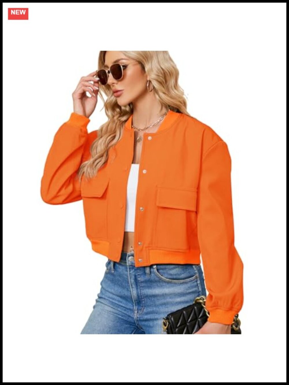 Cropped Bomber Jacket Women Short Trendy Casual Varsity